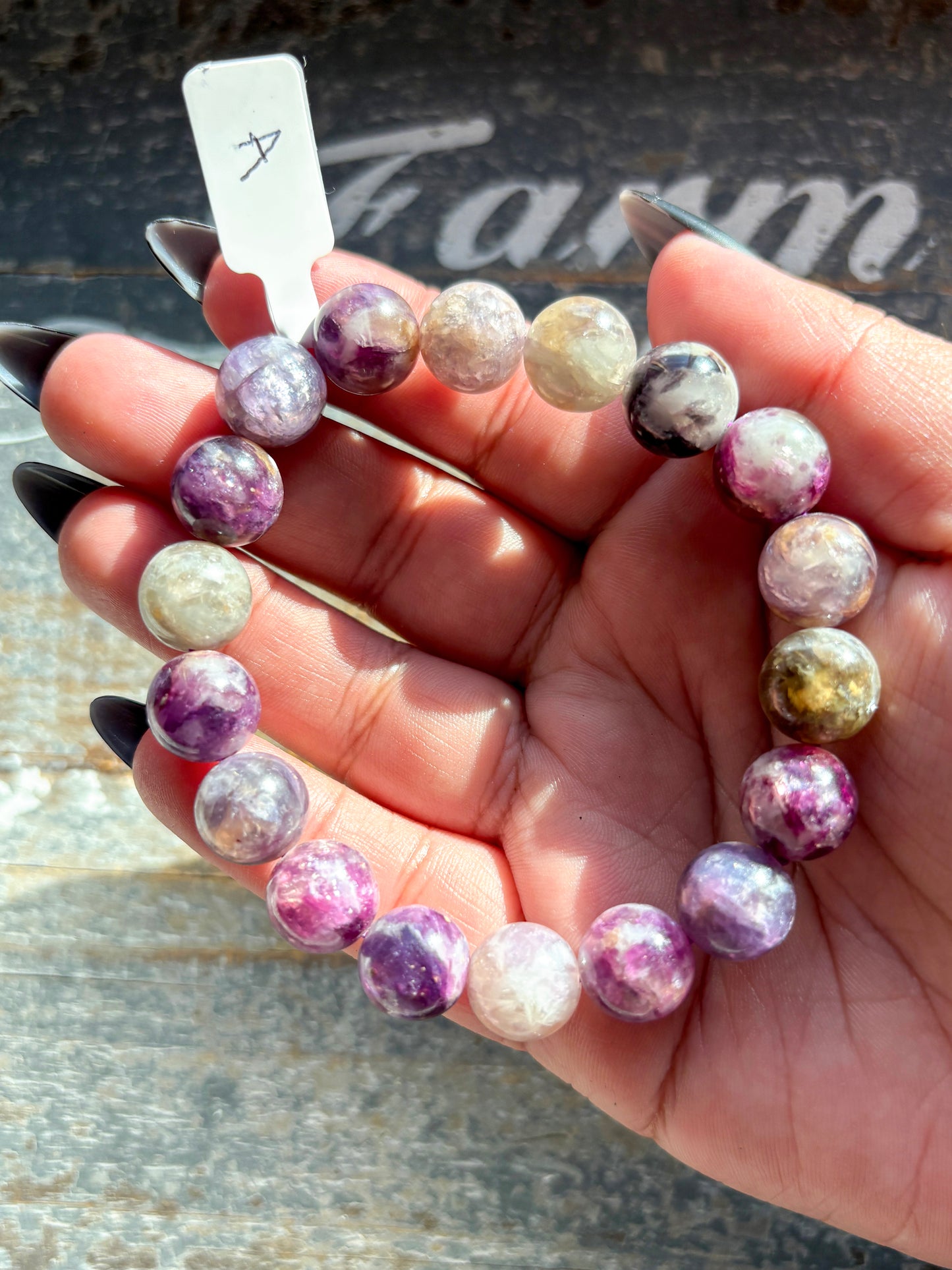 Gorgeous Gemmy Purple Purple Lepidolite Bracelet from Brazil | A