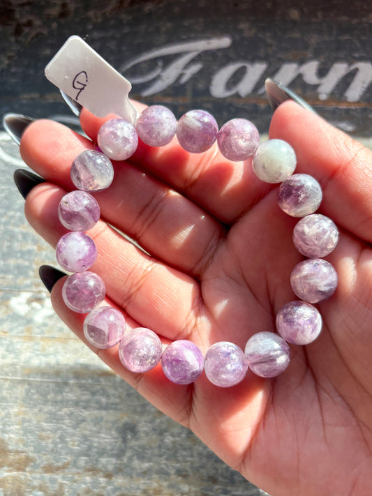 Gorgeous Gemmy Purple Purple Lepidolite Bracelet from Brazil | G