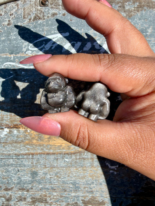 One (1) Adorable Silver Sheen Mini Gorilla | Intuitively Chosen