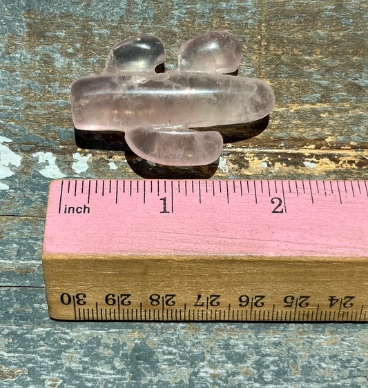 Adorable Hand Carved Mini Rose Quartz Cactus