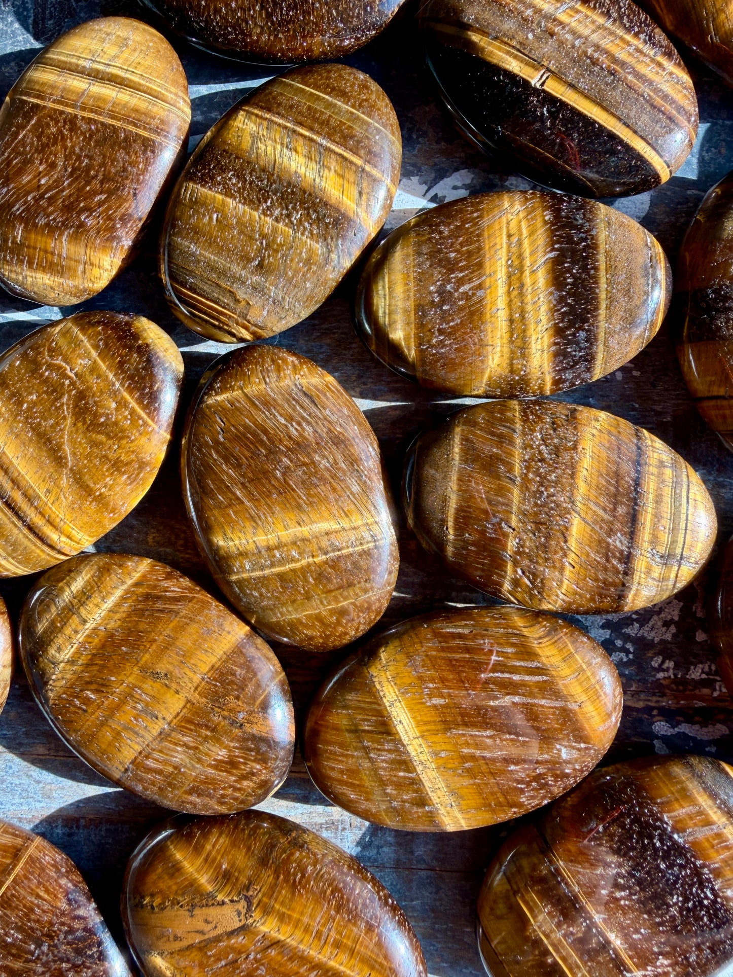 One (1) Gorgeous Tigers Eye Palm Stone | Money Manifestation*