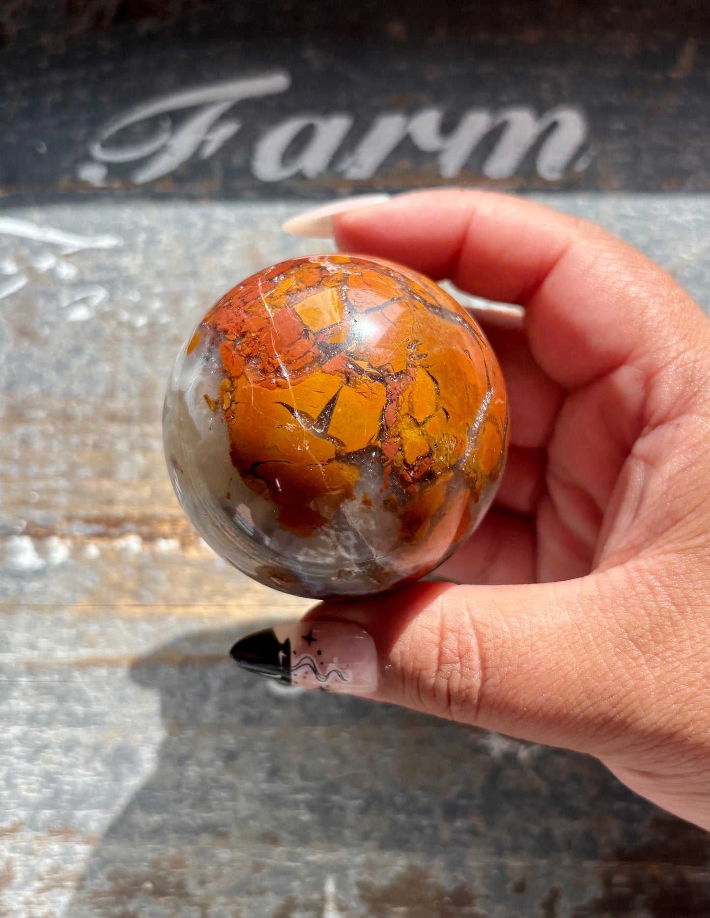 Gorgeous Brecciated Jasper in Agate Sphere from Indonesia