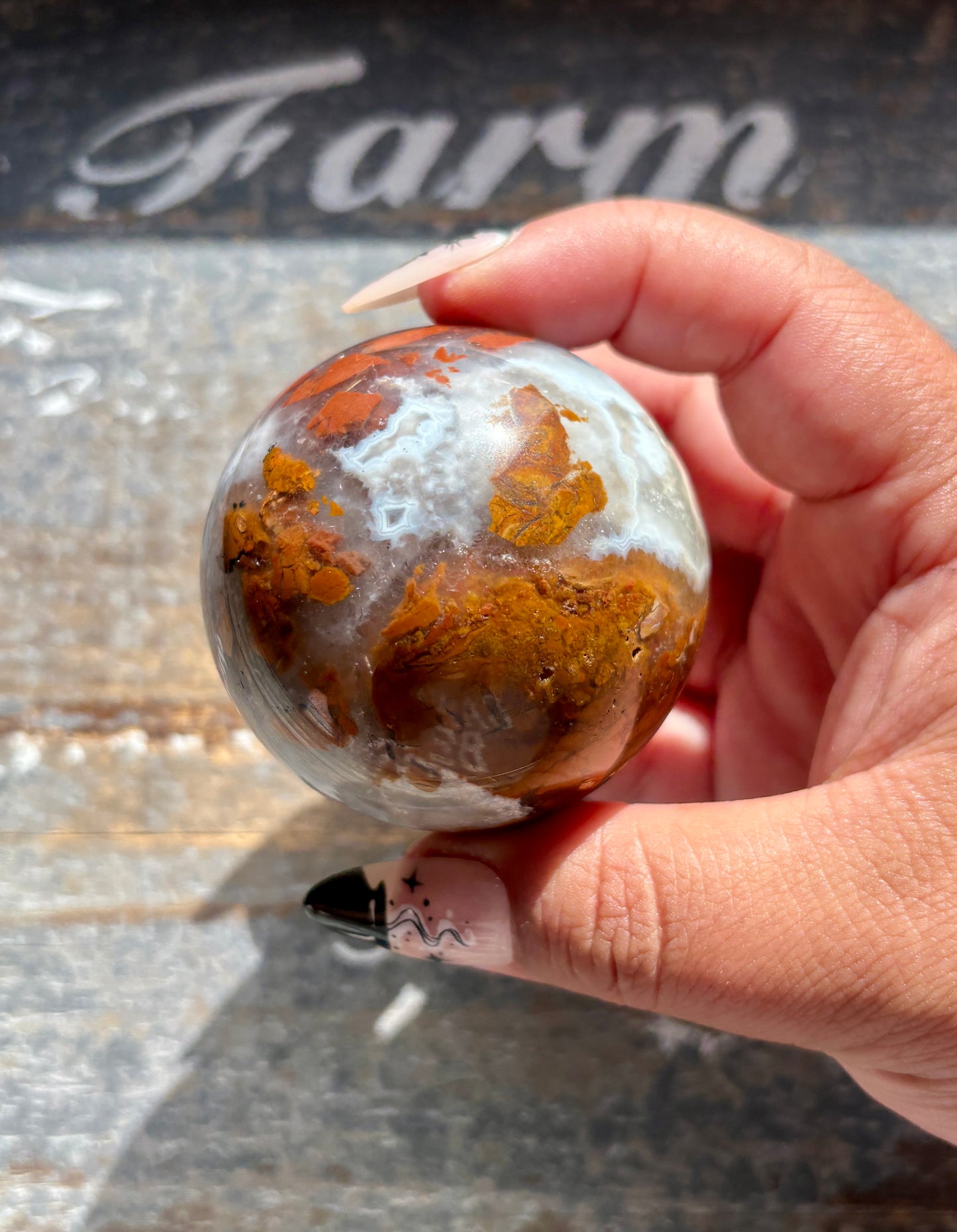 Gorgeous Brecciated Jasper in Agate Sphere from Indonesia