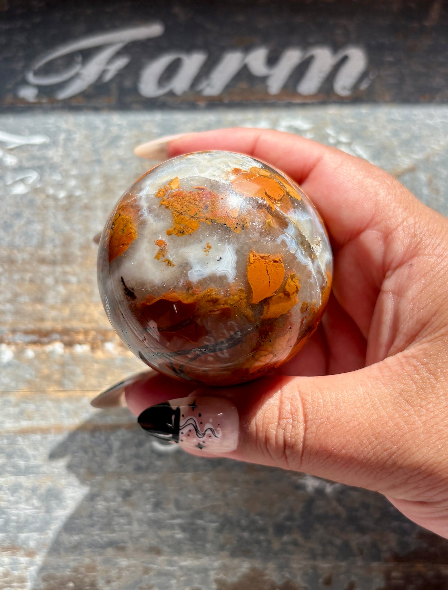 Gorgeous Brecciated Jasper in Agate Sphere from Indonesia