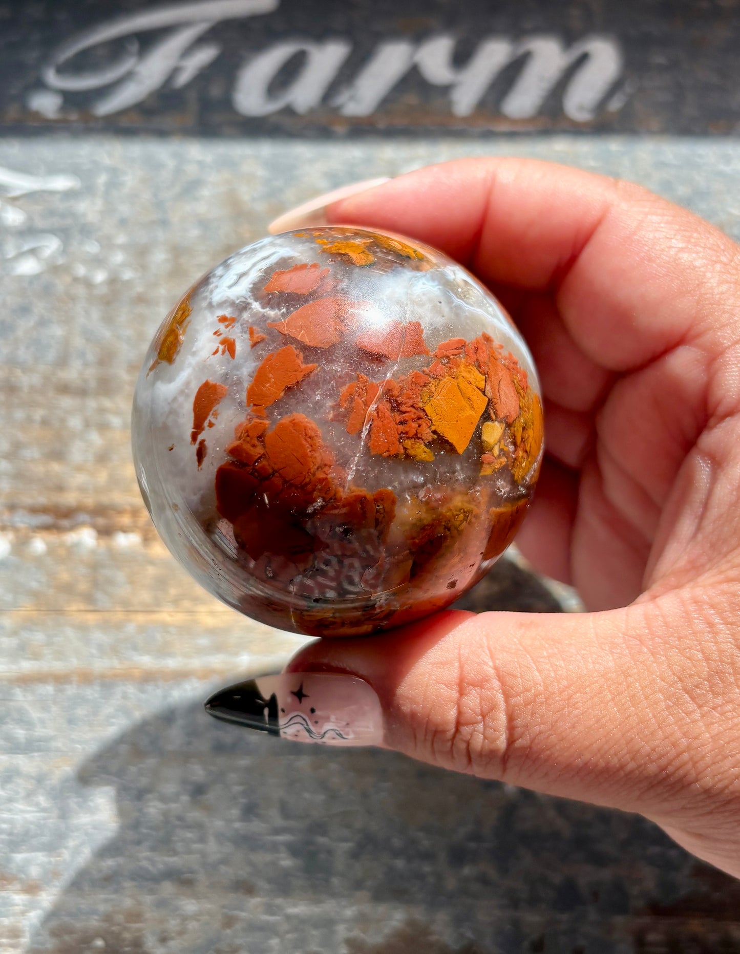 Gorgeous Brecciated Jasper in Agate Sphere from Indonesia