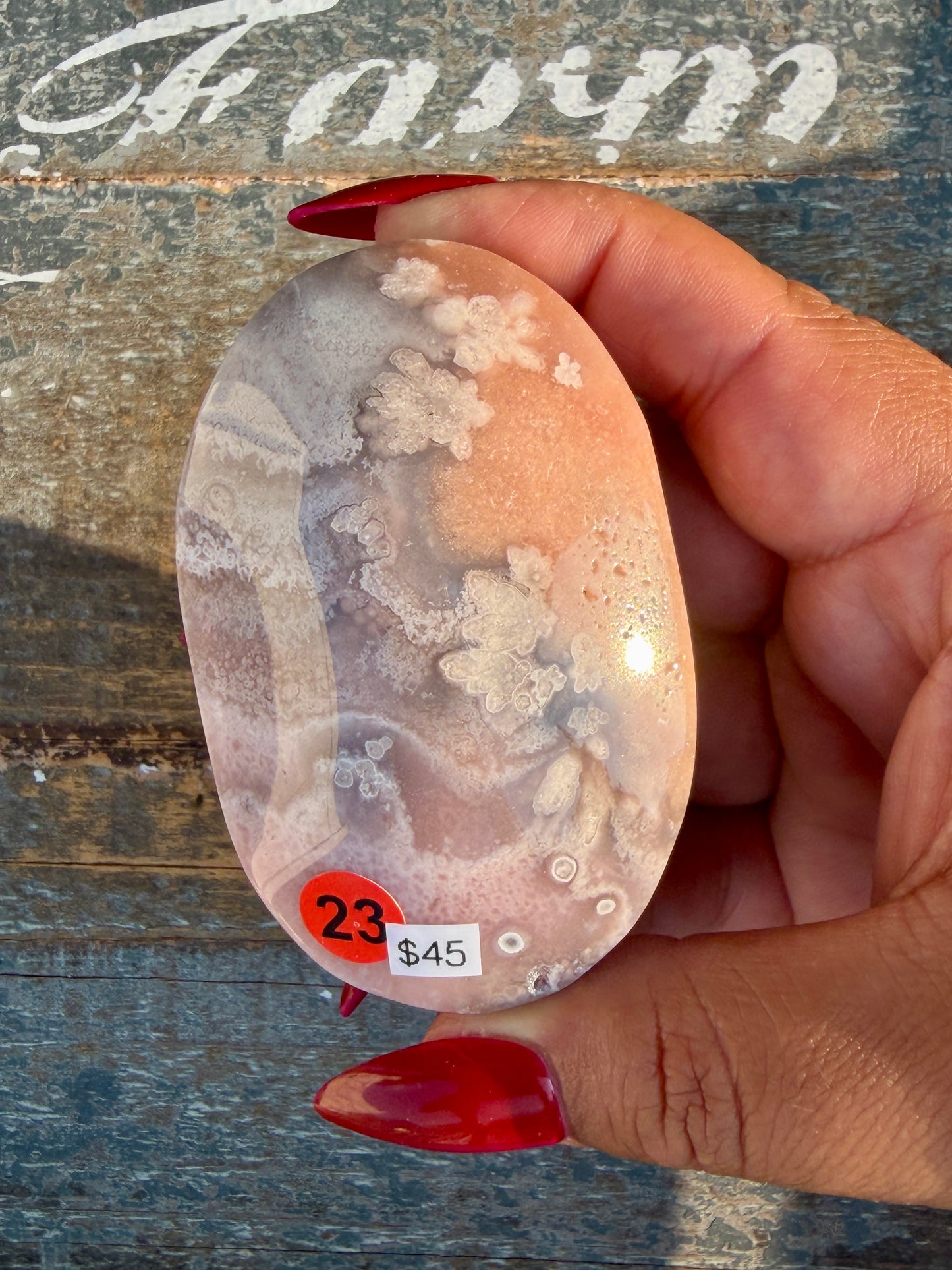 Gorgeous Flower Agate Palm Stone | Opt 23