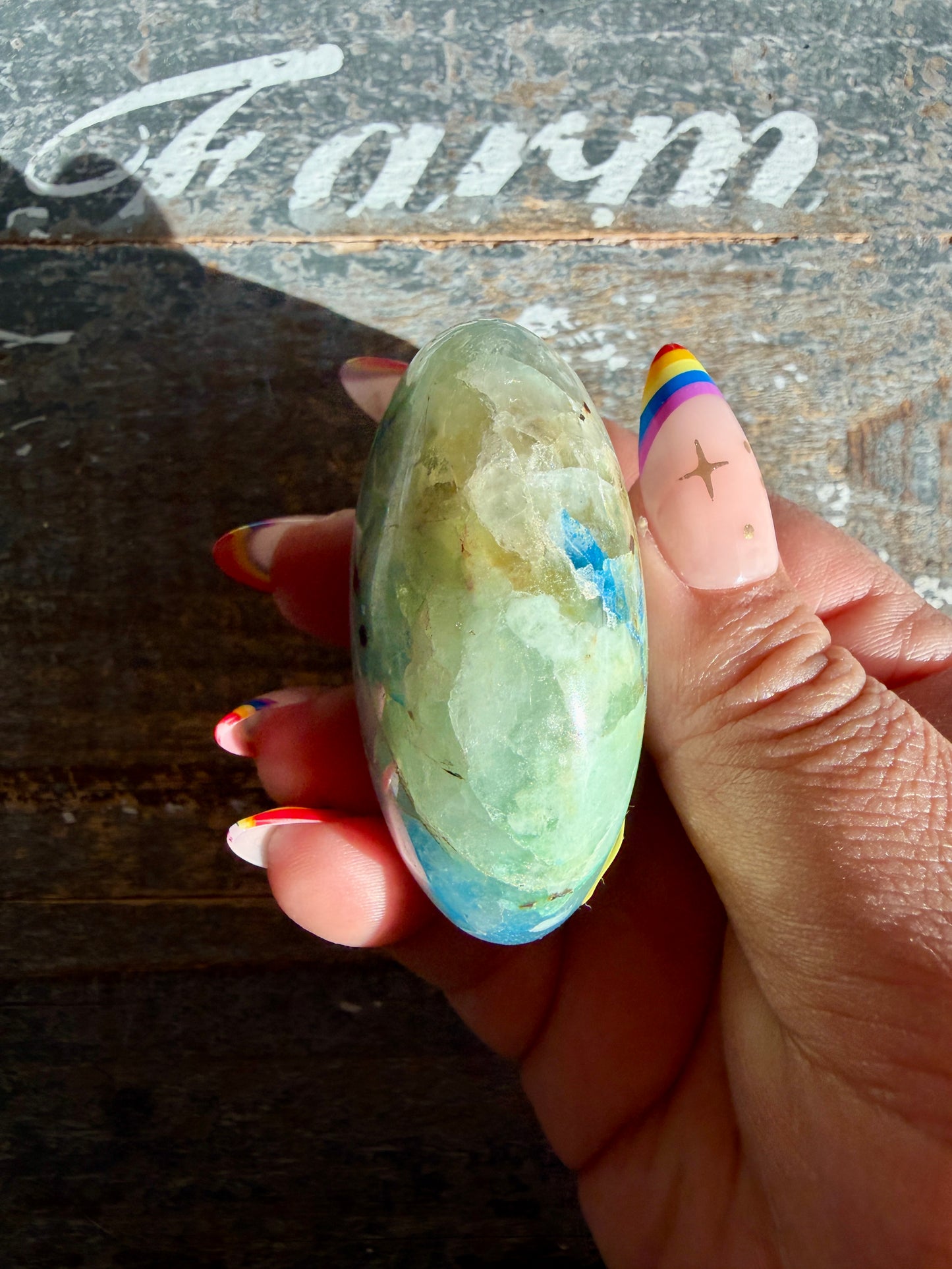 Gorgeous ChrysocollaX & Azurite Palm Stone | India | Opt D