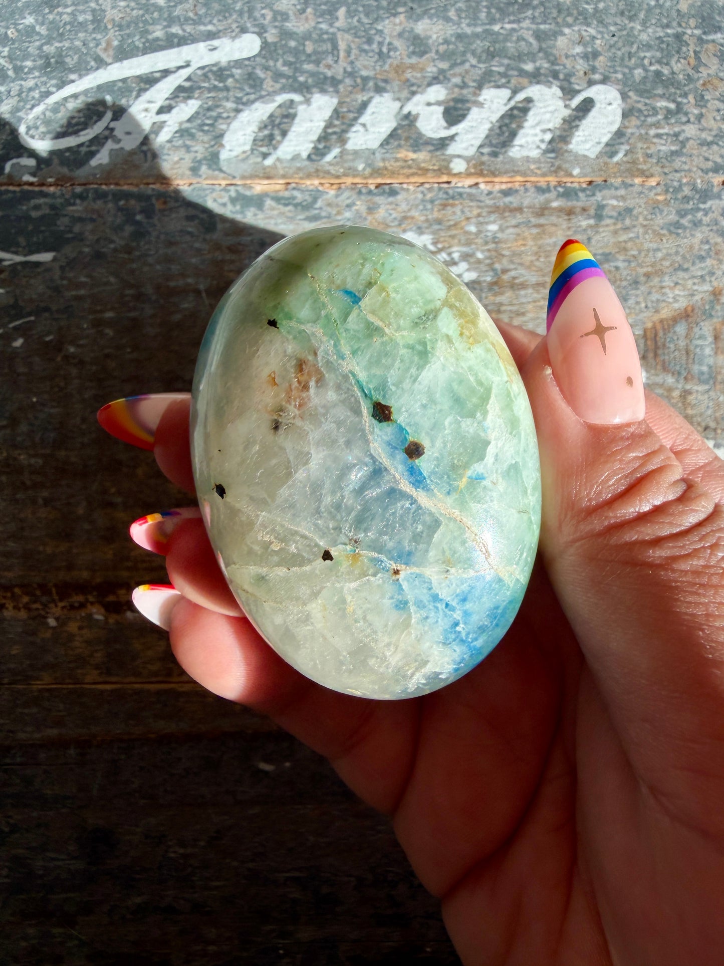 Gorgeous ChrysocollaX & Azurite Palm Stone | India | Opt D
