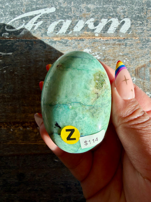 Gorgeous ChrysocollaX & Azurite Palm Stone | India | Opt Z