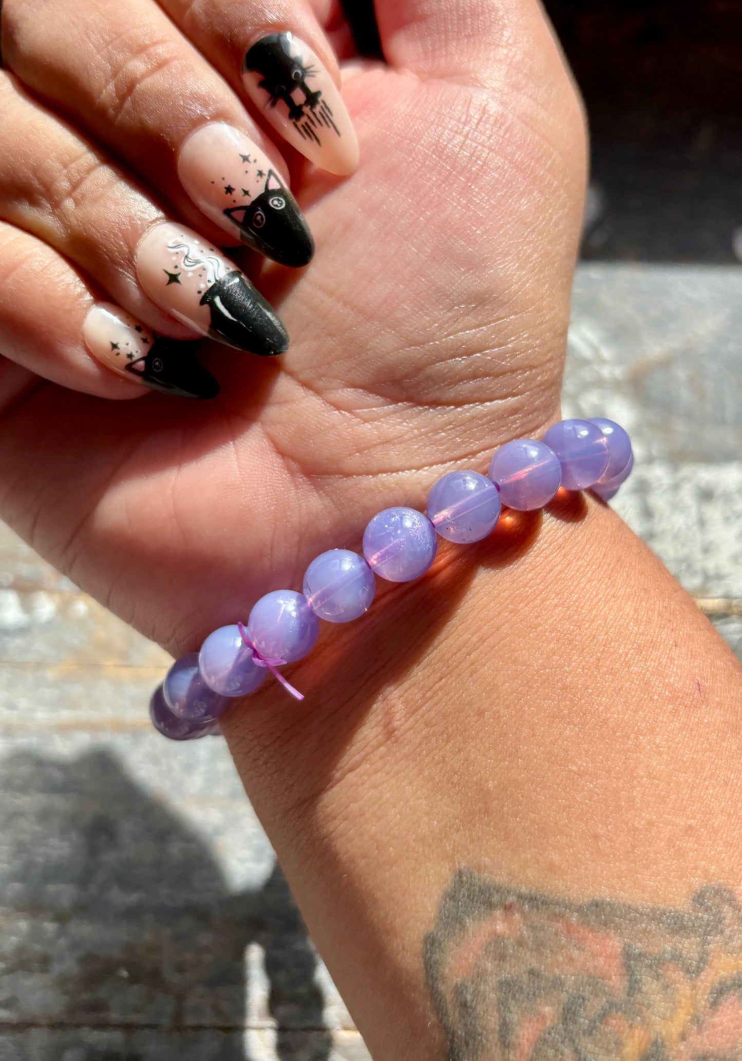 Gorgeous Dark Grade Lavender Moon Quartz Bracelet B