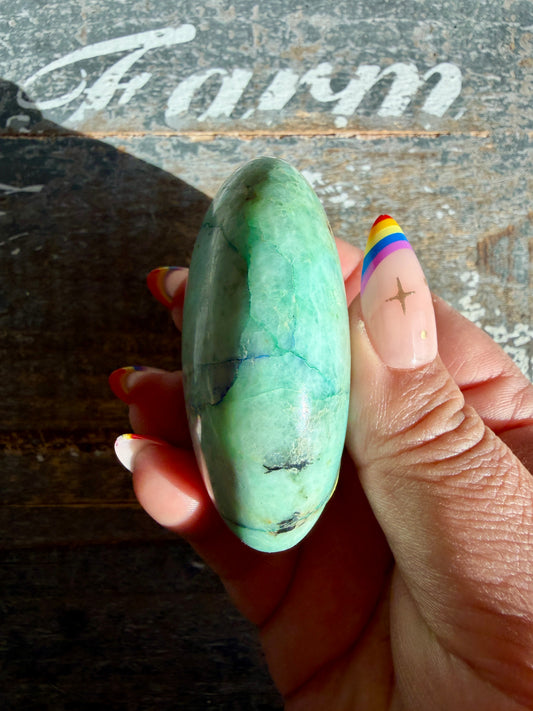 Gorgeous ChrysocollaX & Azurite Palm Stone | India | Opt Z