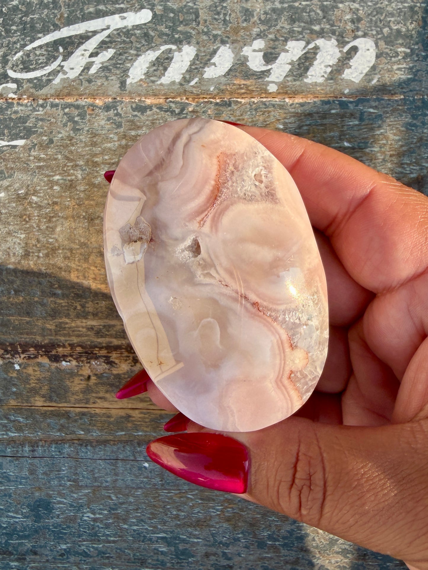 Gorgeous Flower Agate Palm Stone | Opt 26