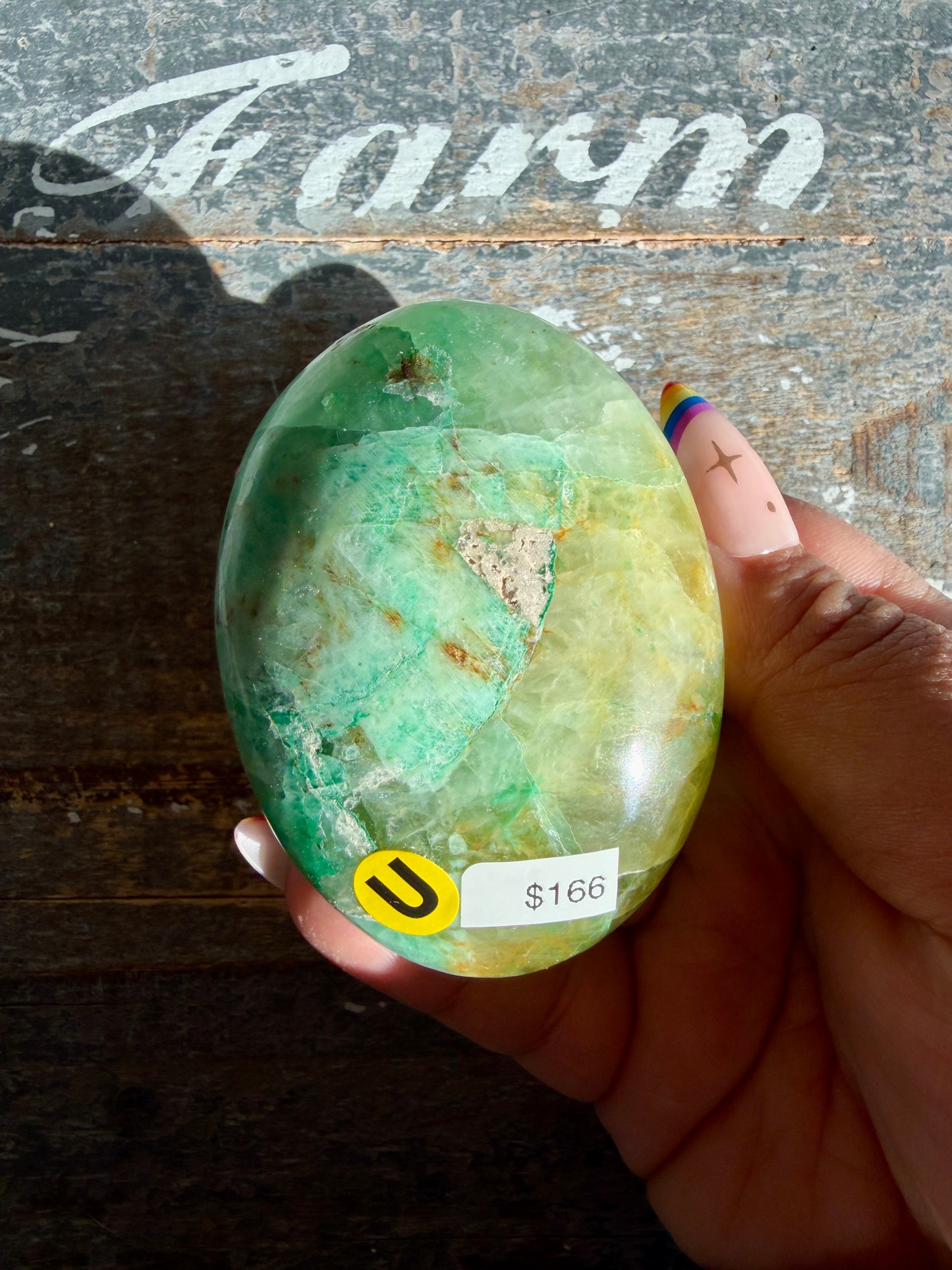 Gorgeous ChrysocollaX & Azurite Palm Stone | India | Opt U