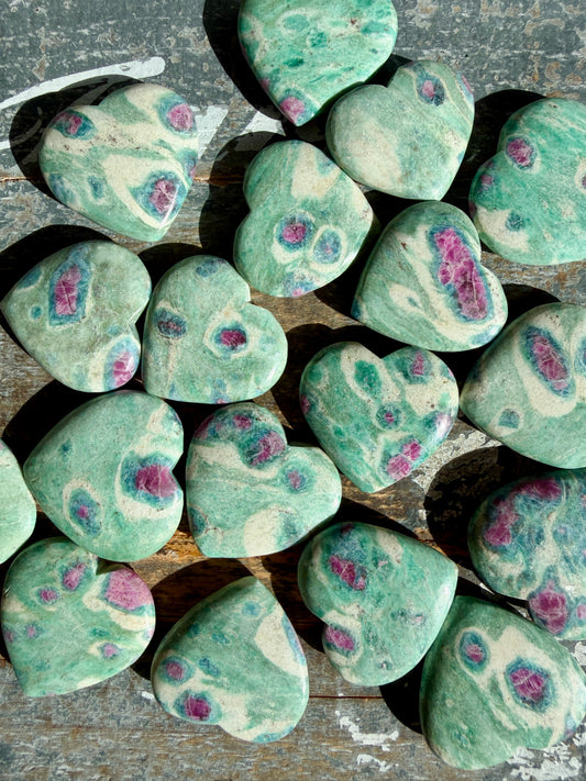 One (1) Ruby in Fuchsite Heart | India | Intuitively Chosen