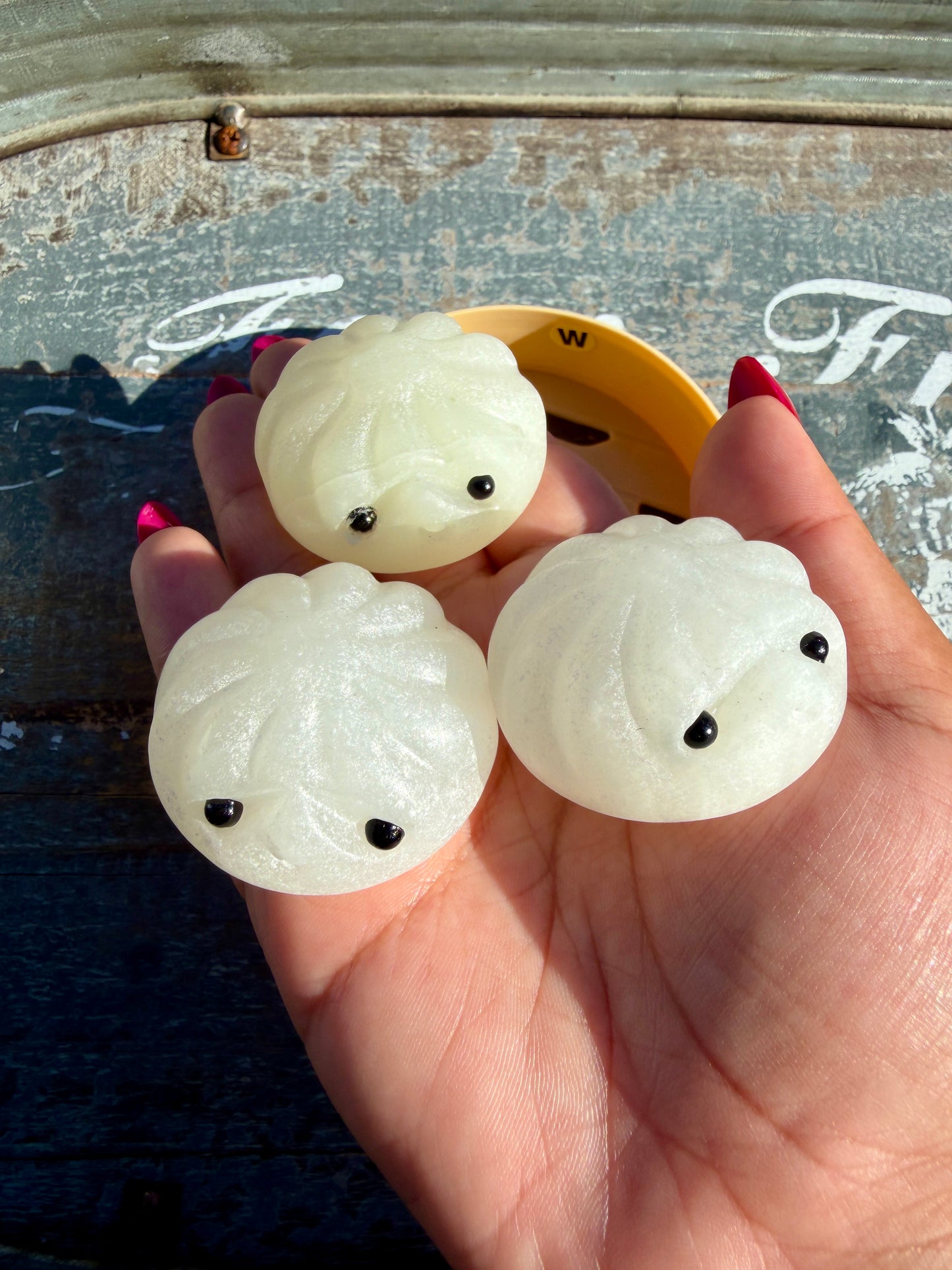 Adorable White Onyx Dumpling Set | Opt W (Slight Imperfection on Dumpling)