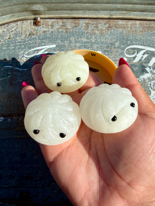 Adorable White Onyx Dumpling Set | Opt W (Slight Imperfection on Dumpling)