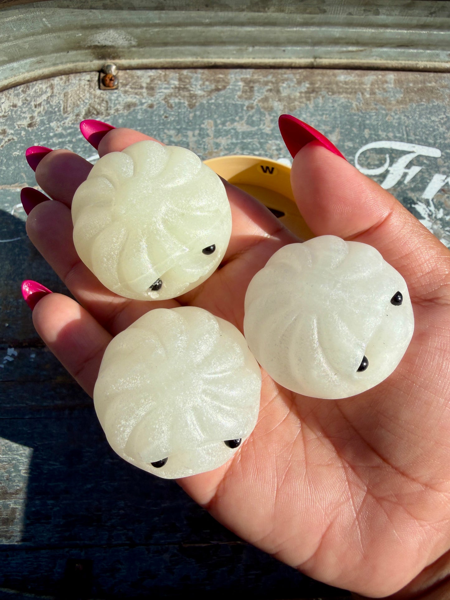 Adorable White Onyx Dumpling Set | Opt W (Slight Imperfection on Dumpling)