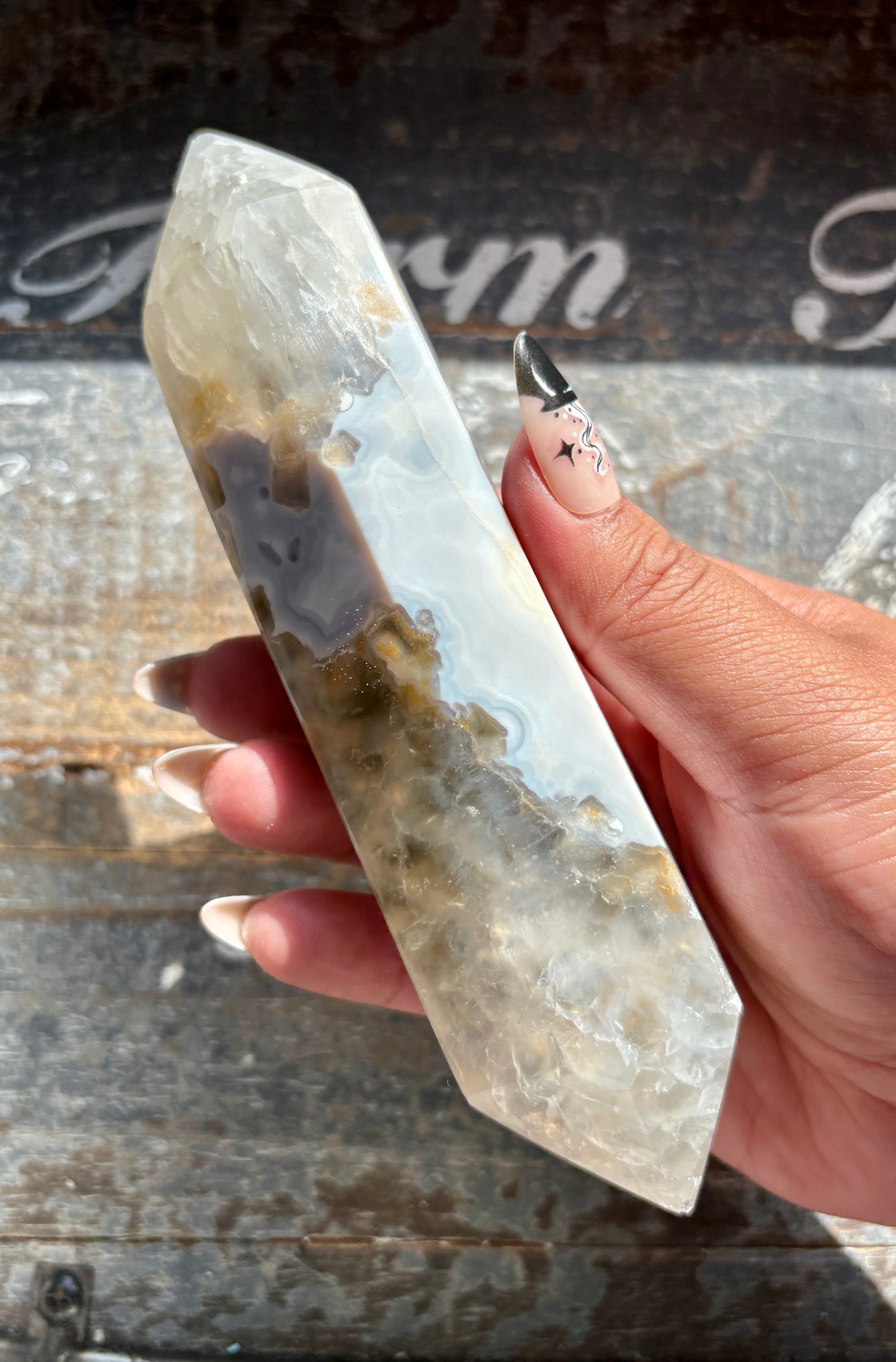 Gorgeous High Grade Agate Wand with Druzy from Brazil