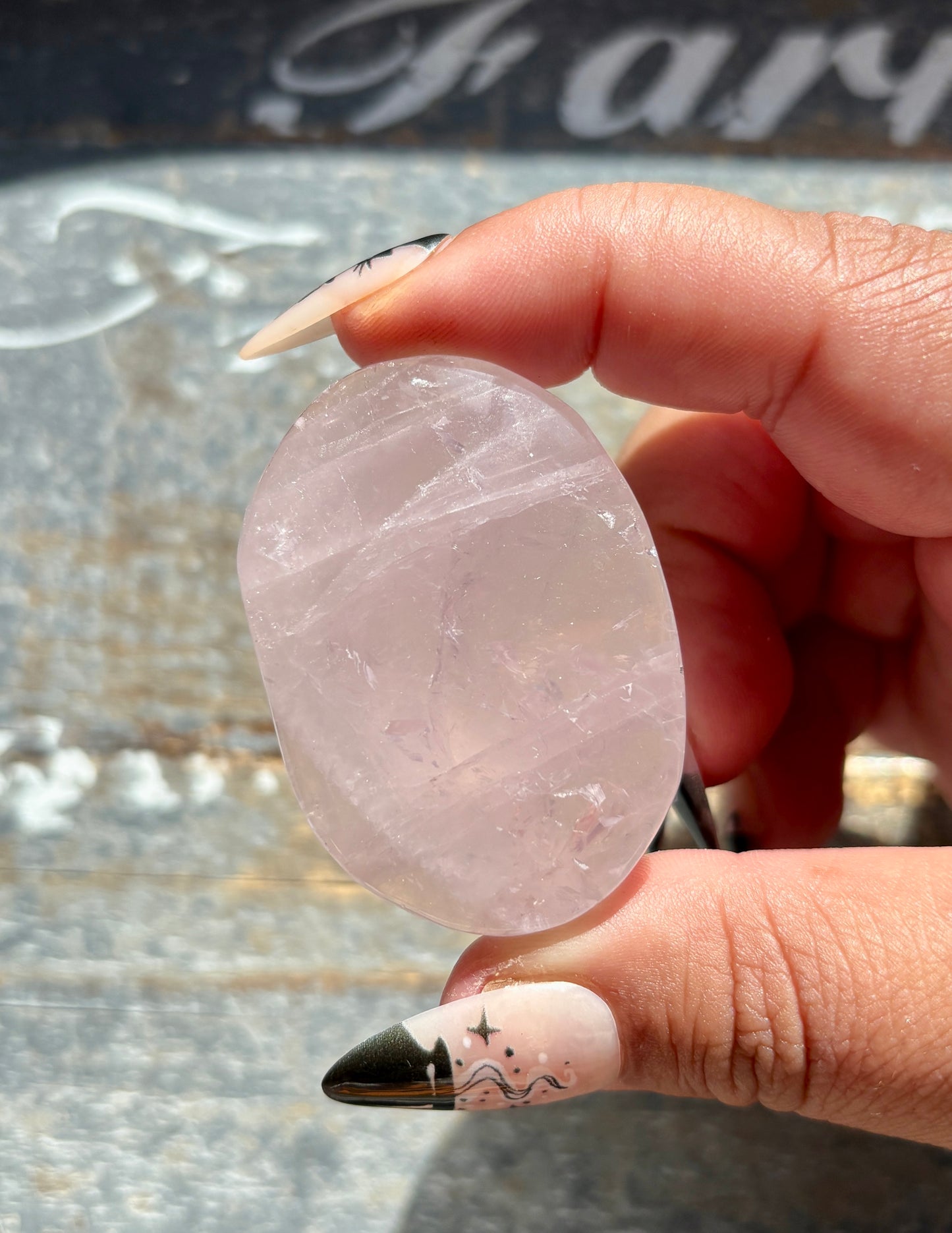 Gorgeous Set of 3 Mini Jelly Lavender Rose Quartz Palm Stone from Madagascar