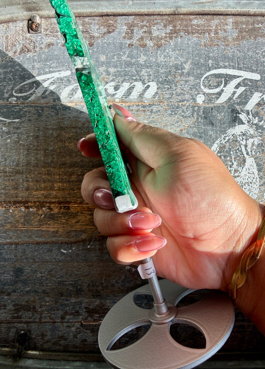 Gorgeous Malachite Moon with Silver Stand | Opt C