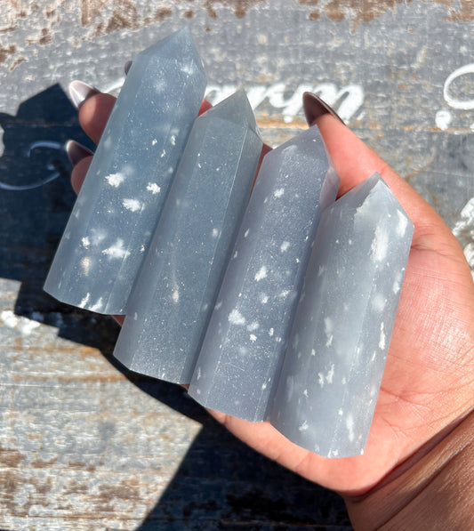 One (1) Snowflake Angelite Tower *rare find* | Intuitively chosen
