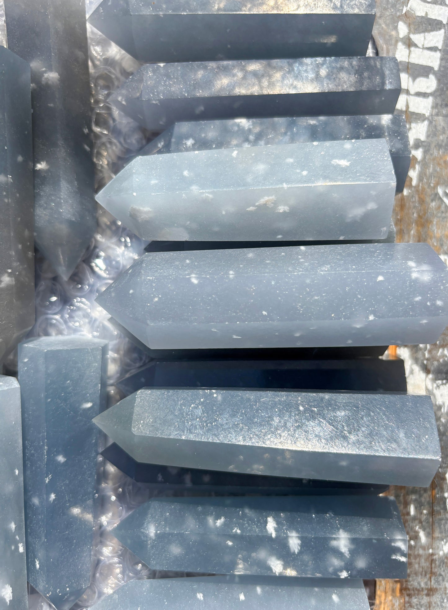One (1) Snowflake Angelite Tower *rare find* | Intuitively chosen
