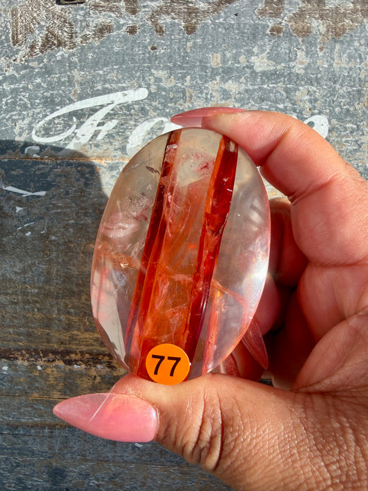 Gorgeous High Quality Fire Quartz Palm Stone | Opt 77