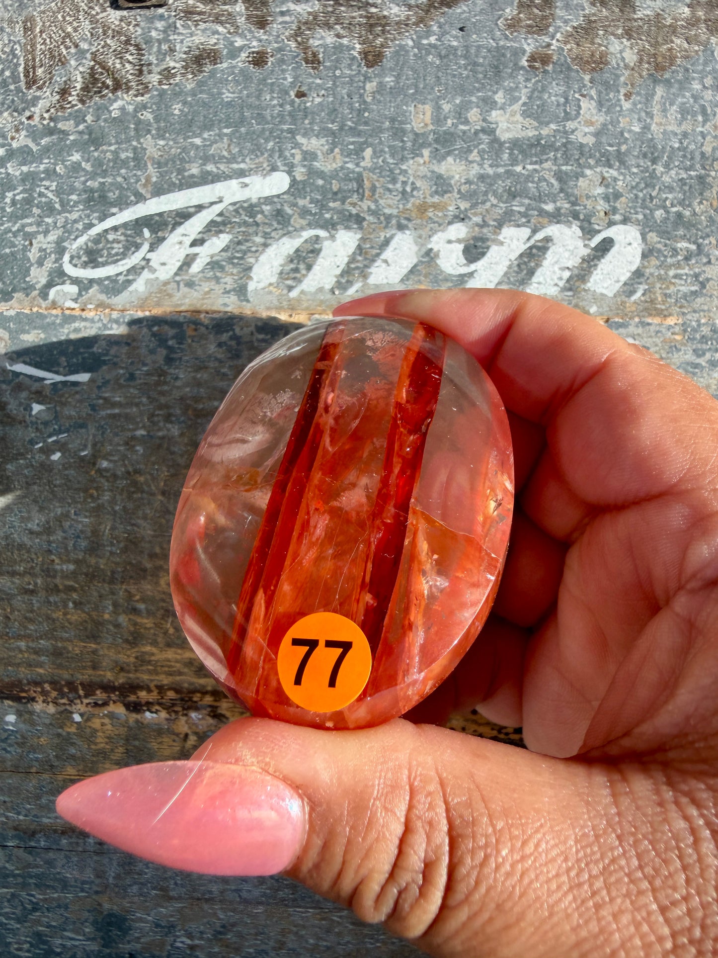 Gorgeous High Quality Fire Quartz Palm Stone | Opt 77