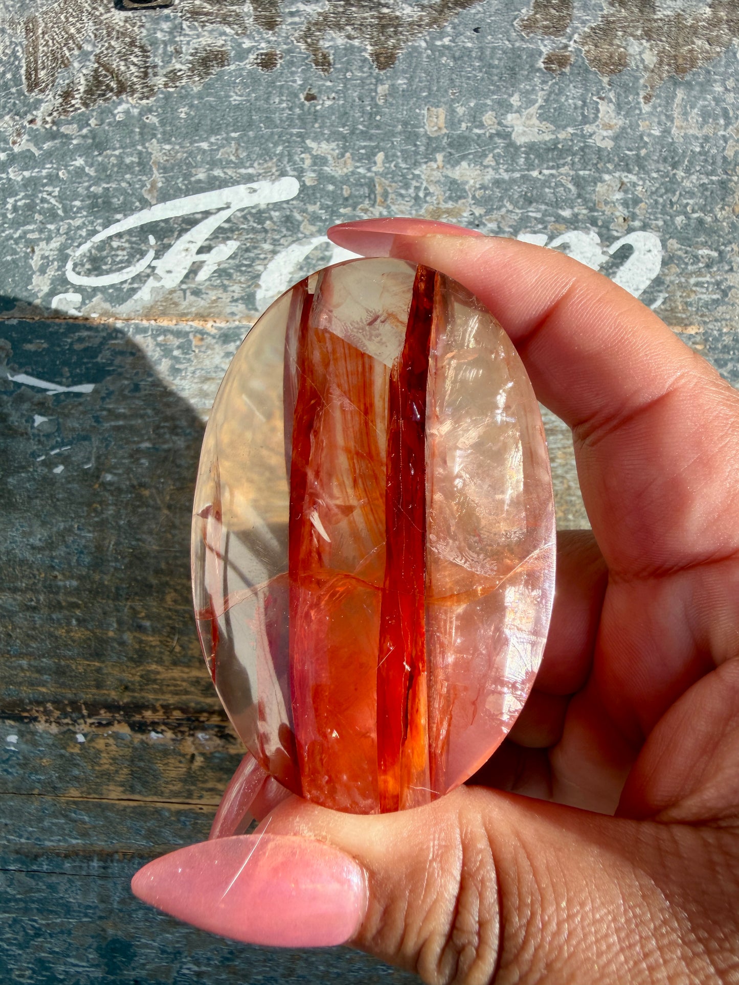Gorgeous High Quality Fire Quartz Palm Stone | Opt 77
