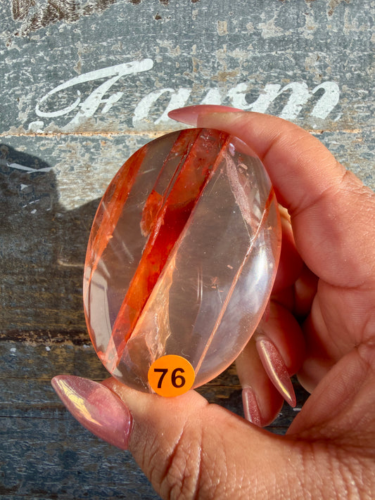 Gorgeous High Quality Fire Quartz Palm Stone | Opt 76
