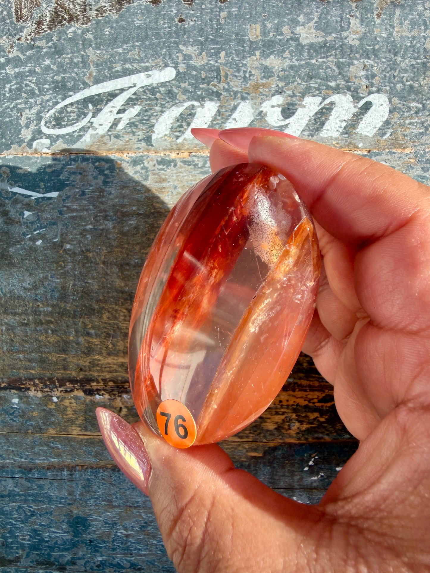 Gorgeous High Quality Fire Quartz Palm Stone | Opt 76