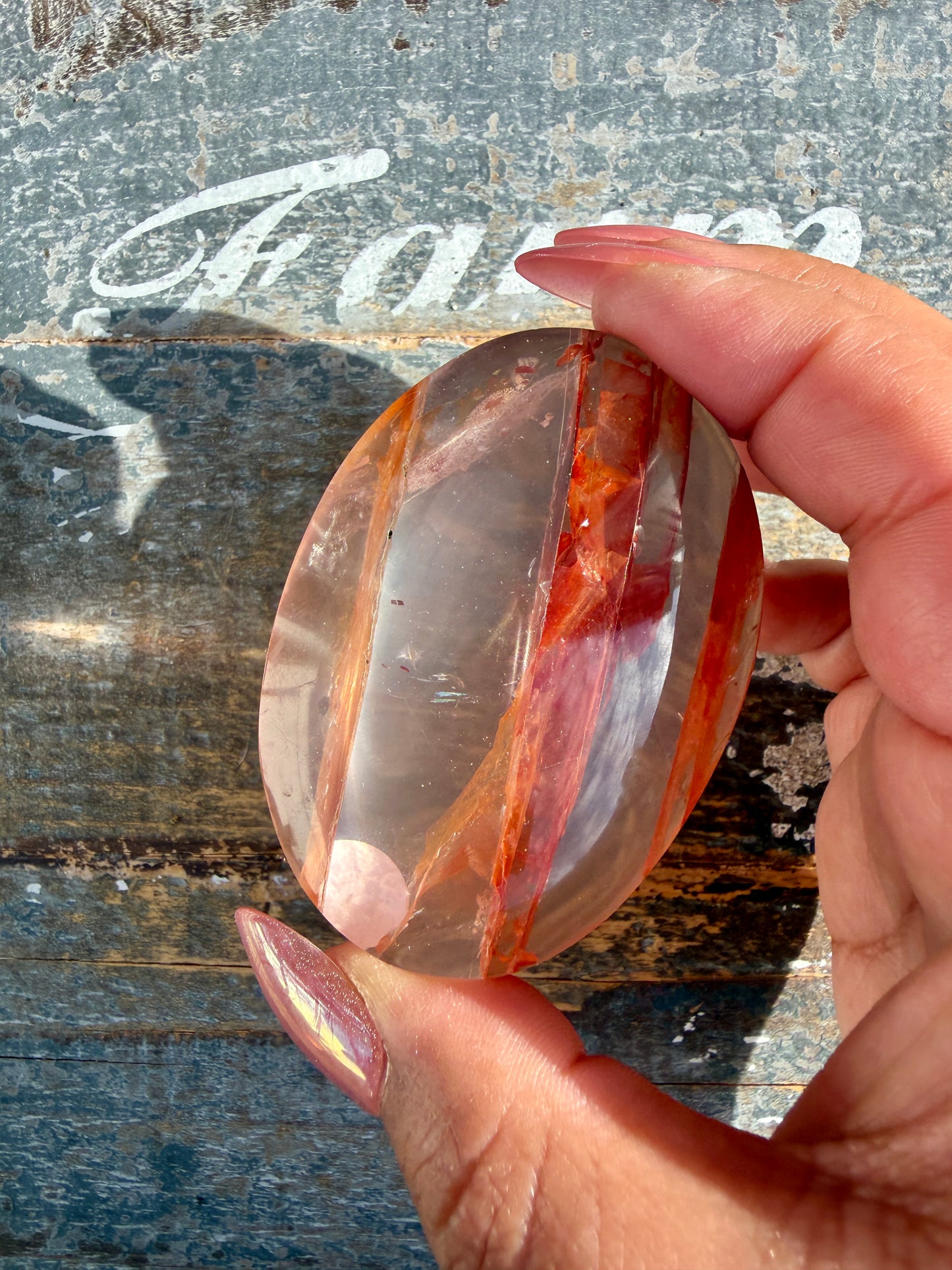 Gorgeous High Quality Fire Quartz Palm Stone | Opt 76