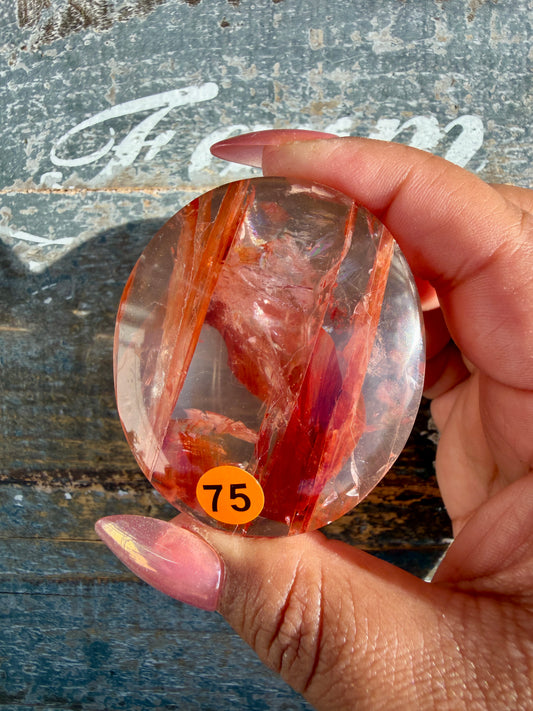 Gorgeous High Quality Fire Quartz Palm Stone | Opt 75