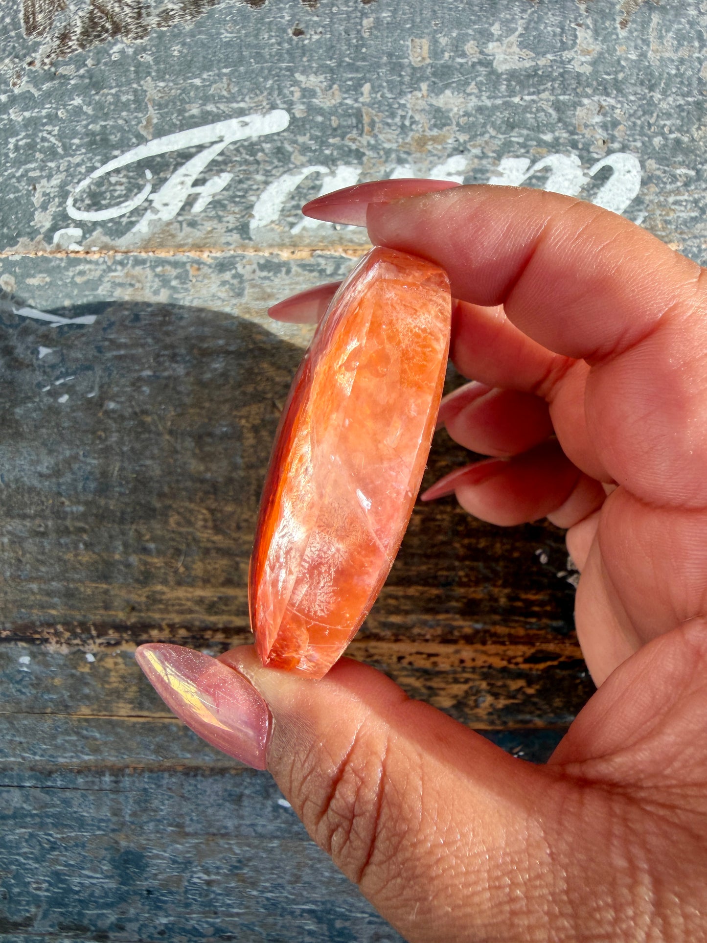 Gorgeous High Quality Fire Quartz Palm Stone | Opt 75