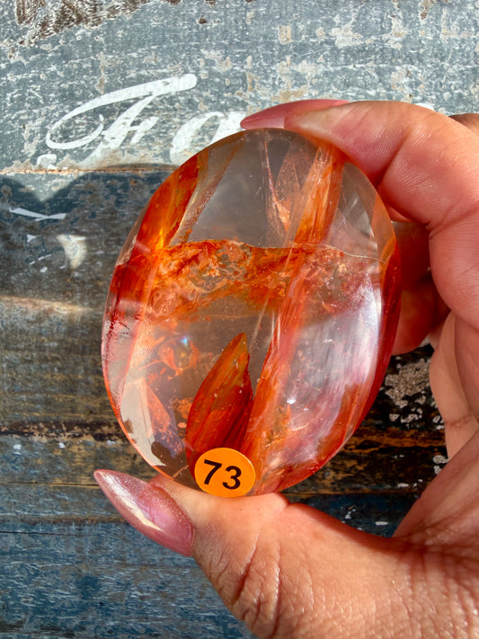 Gorgeous High Quality Fire Quartz Palm Stone | Opt 73