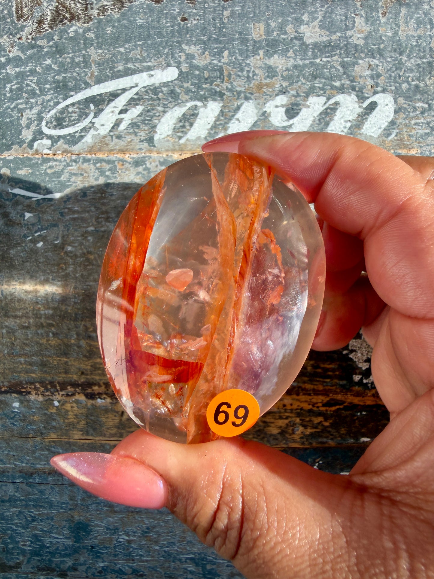 Gorgeous High Quality Fire Quartz Palm Stone | Opt 69