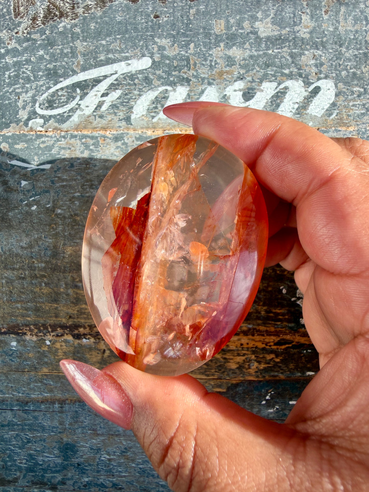 Gorgeous High Quality Fire Quartz Palm Stone | Opt 69