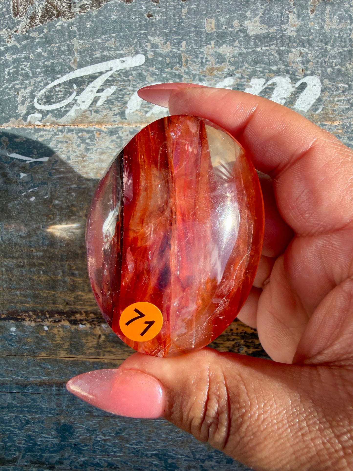 Gorgeous High Quality Fire Quartz Palm Stone | Opt 71