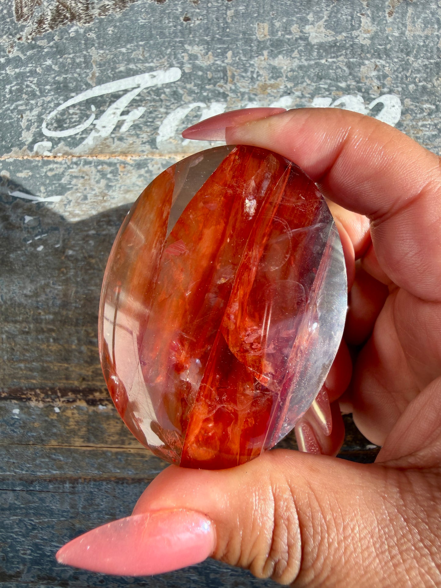 Gorgeous High Quality Fire Quartz Palm Stone | Opt 71