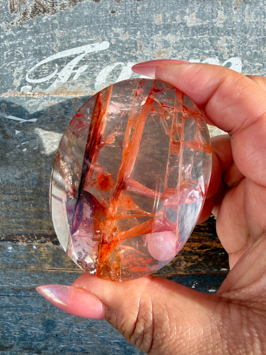 Gorgeous High Quality Fire Quartz Palm Stone | Opt 78