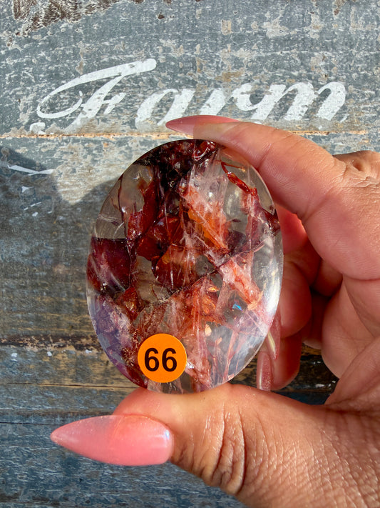 Gorgeous High Quality Fire Quartz Palm Stone | Opt 66