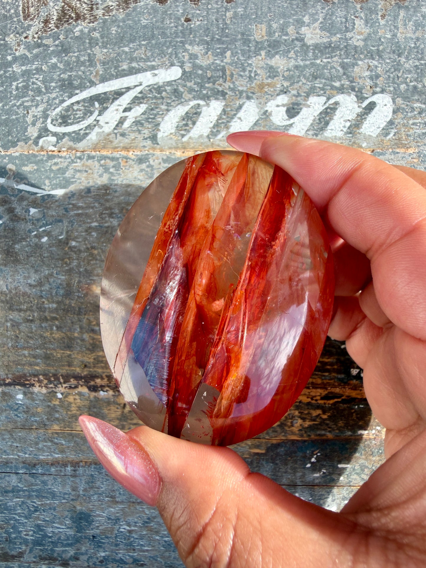 Gorgeous High Quality Fire Quartz Palm Stone | Opt 67
