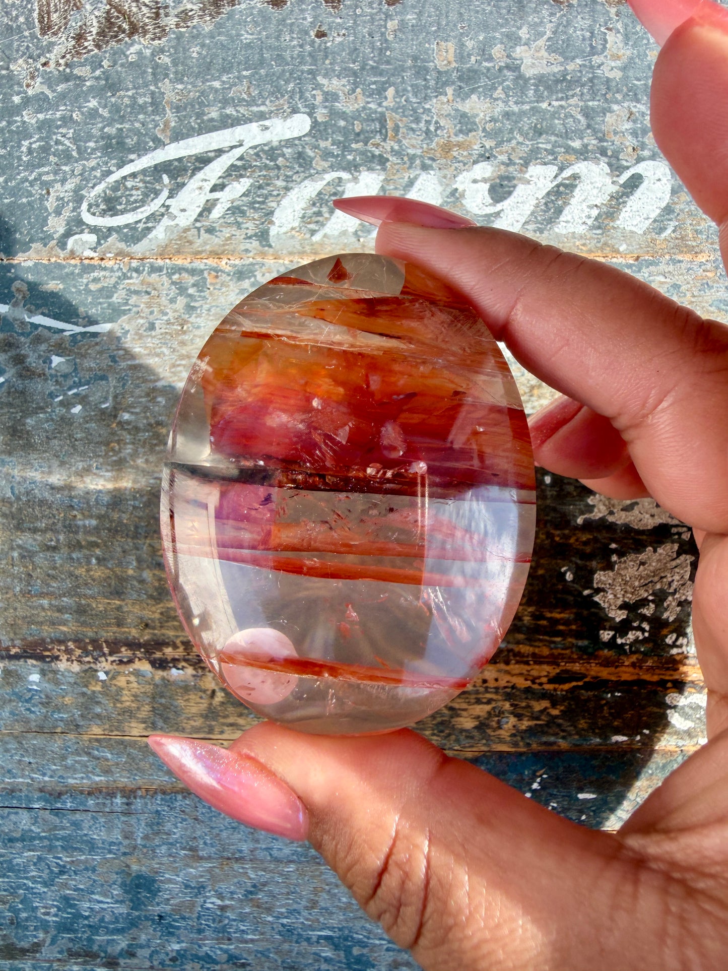 Gorgeous High Quality Fire Quartz Palm Stone | Opt 70