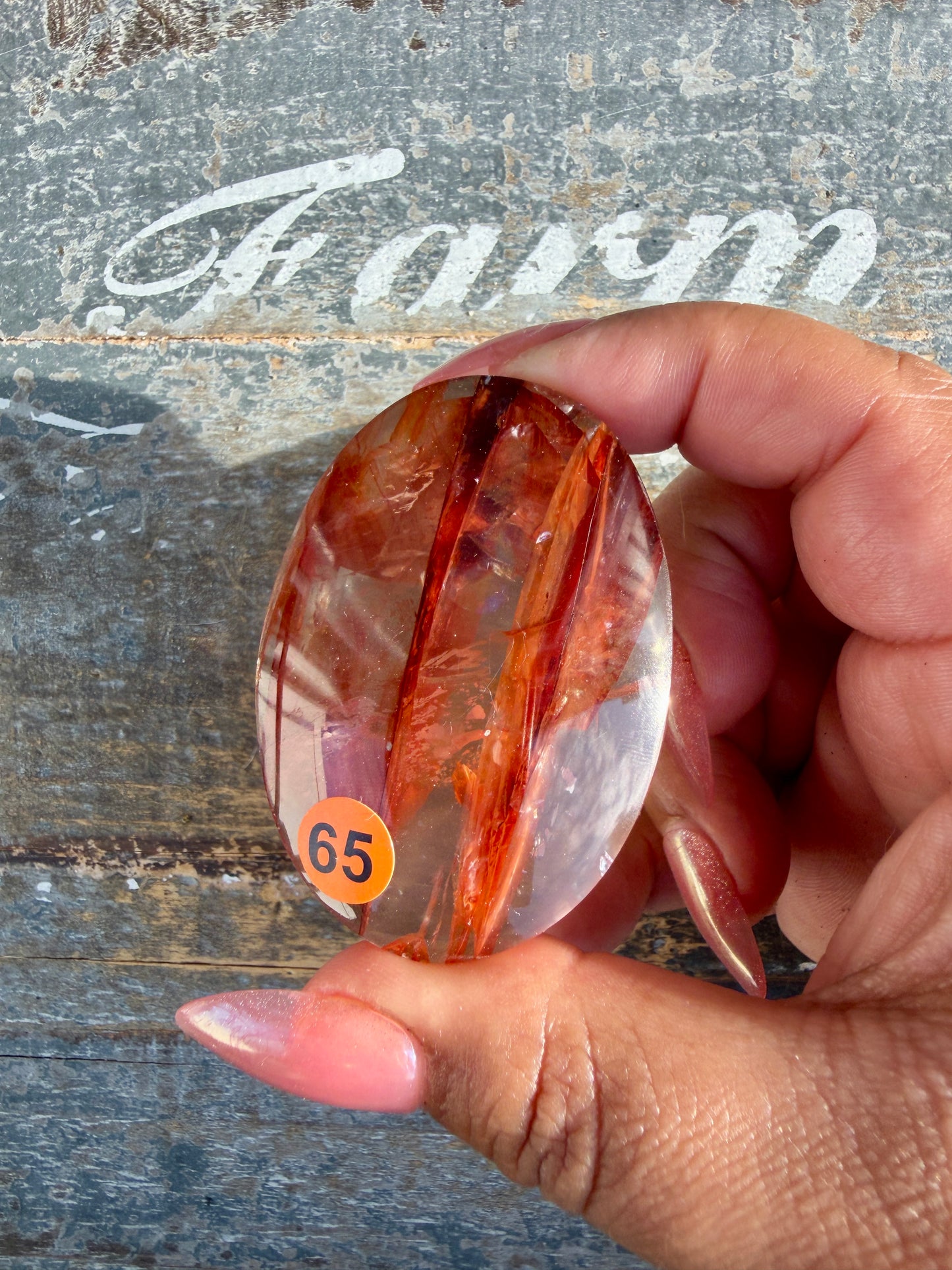 Gorgeous High Quality Fire Quartz Palm Stone | Opt 65