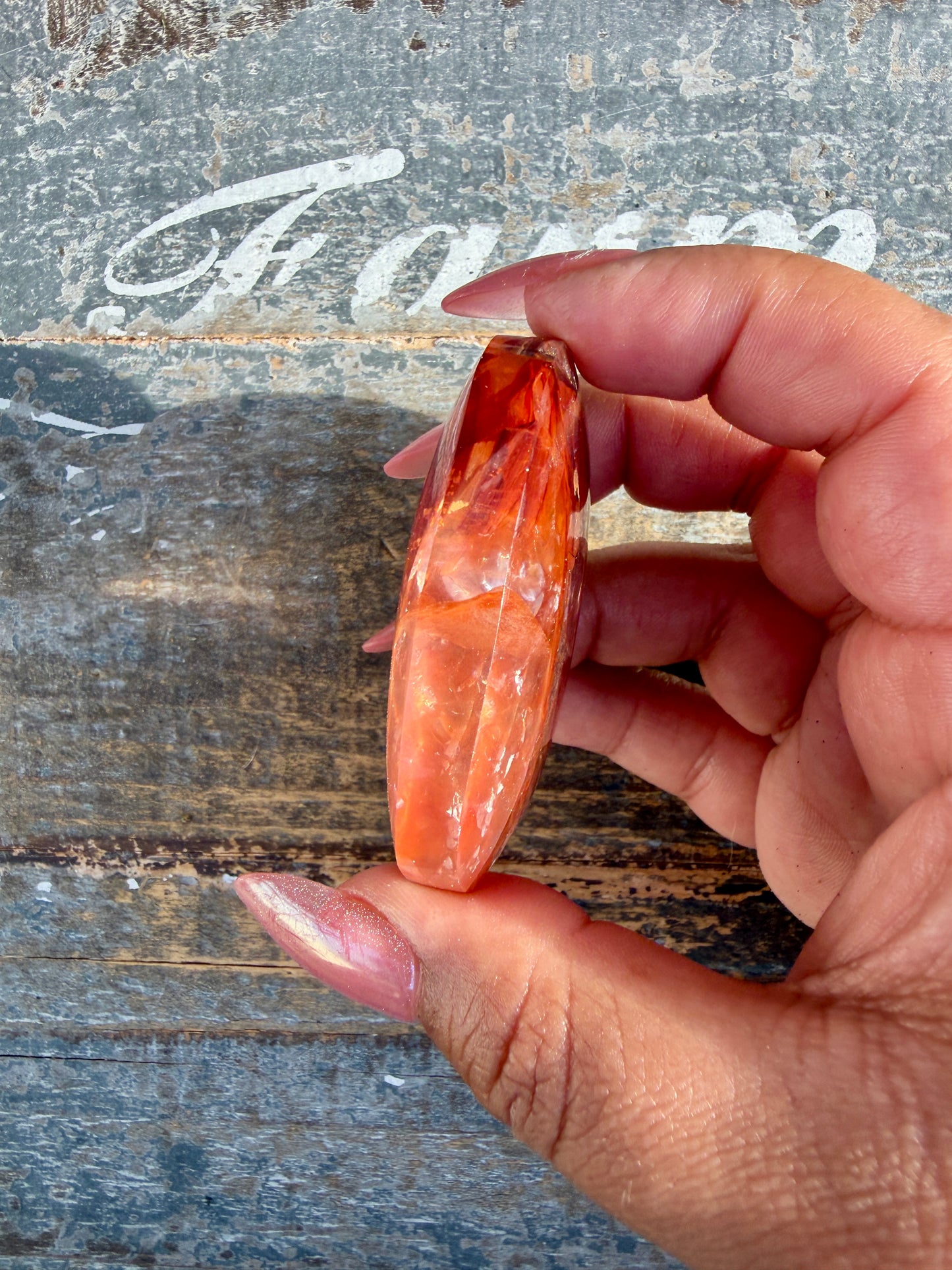 Gorgeous High Quality Fire Quartz Palm Stone | Opt 65
