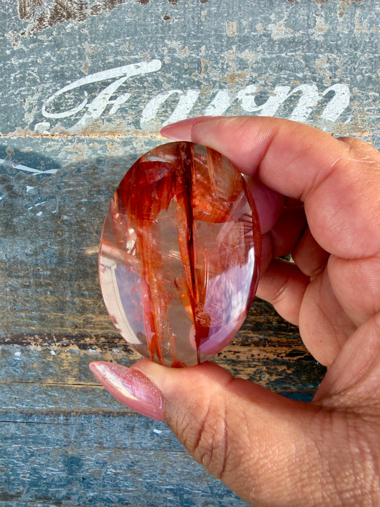 Gorgeous High Quality Fire Quartz Palm Stone | Opt 65