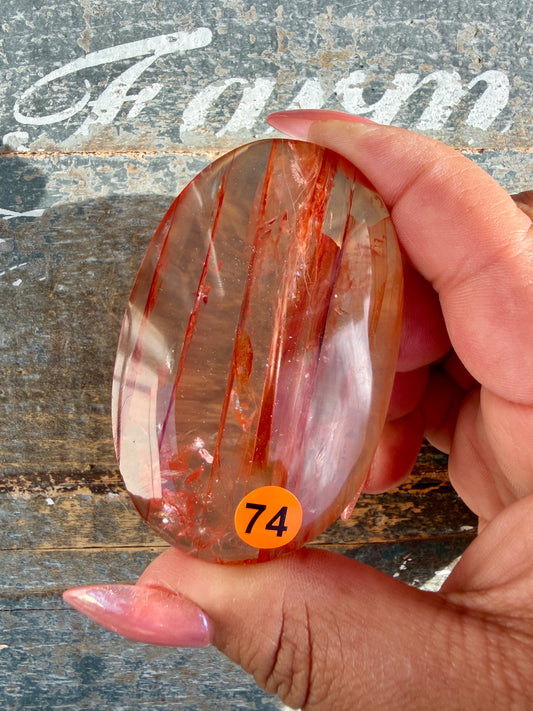 Gorgeous High Quality Fire Quartz Palm Stone | Opt 74