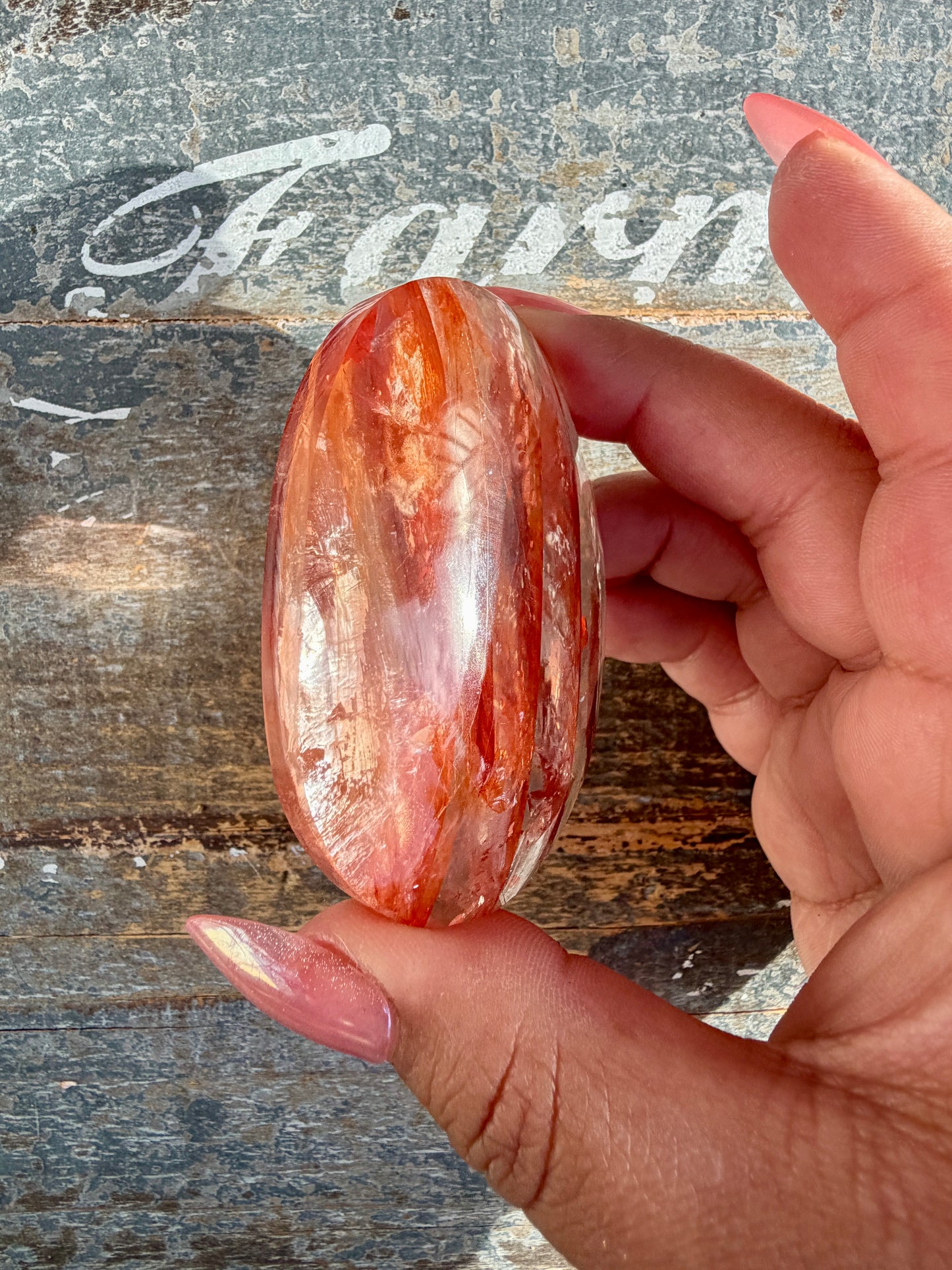 Gorgeous High Quality Fire Quartz Palm Stone | Opt 74