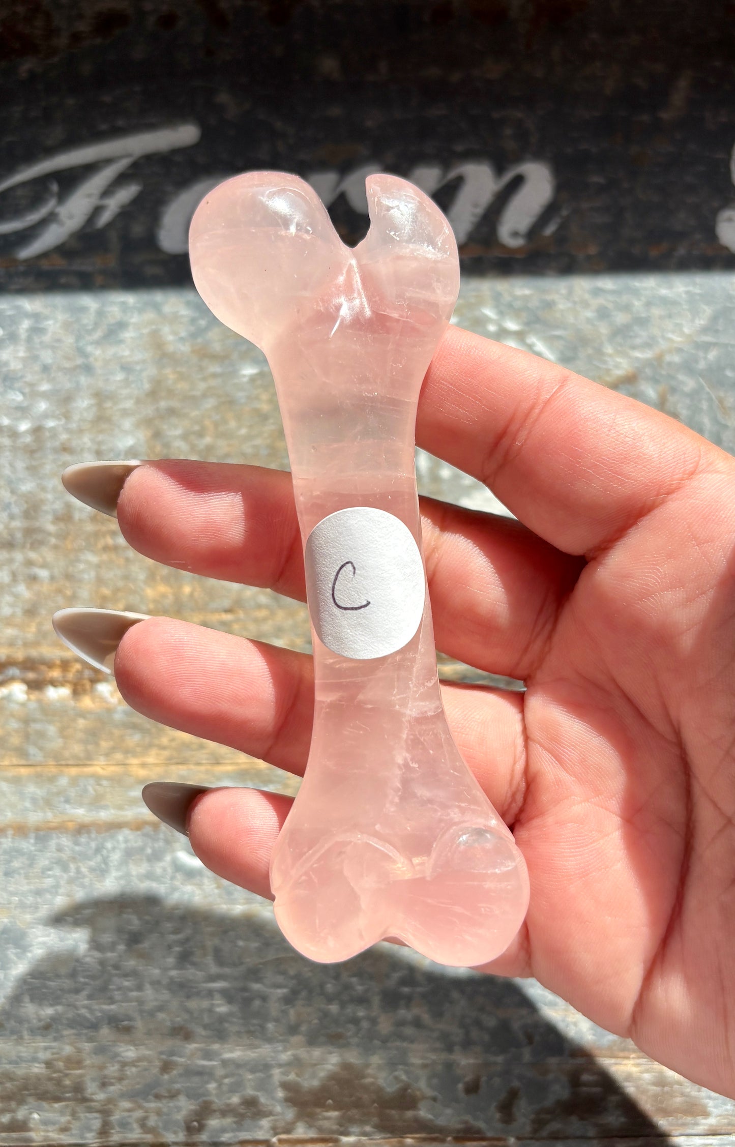 Gorgeous Rose Quartz Hand Carved Bone from Madagascar | C