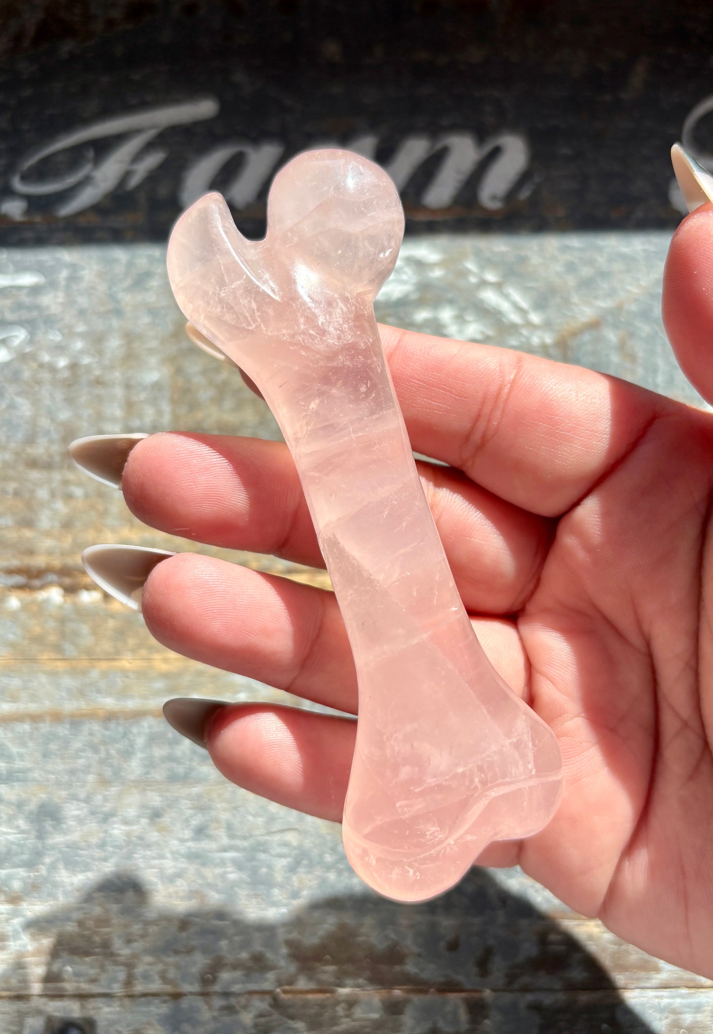 Gorgeous Rose Quartz Hand Carved Bone from Madagascar | C